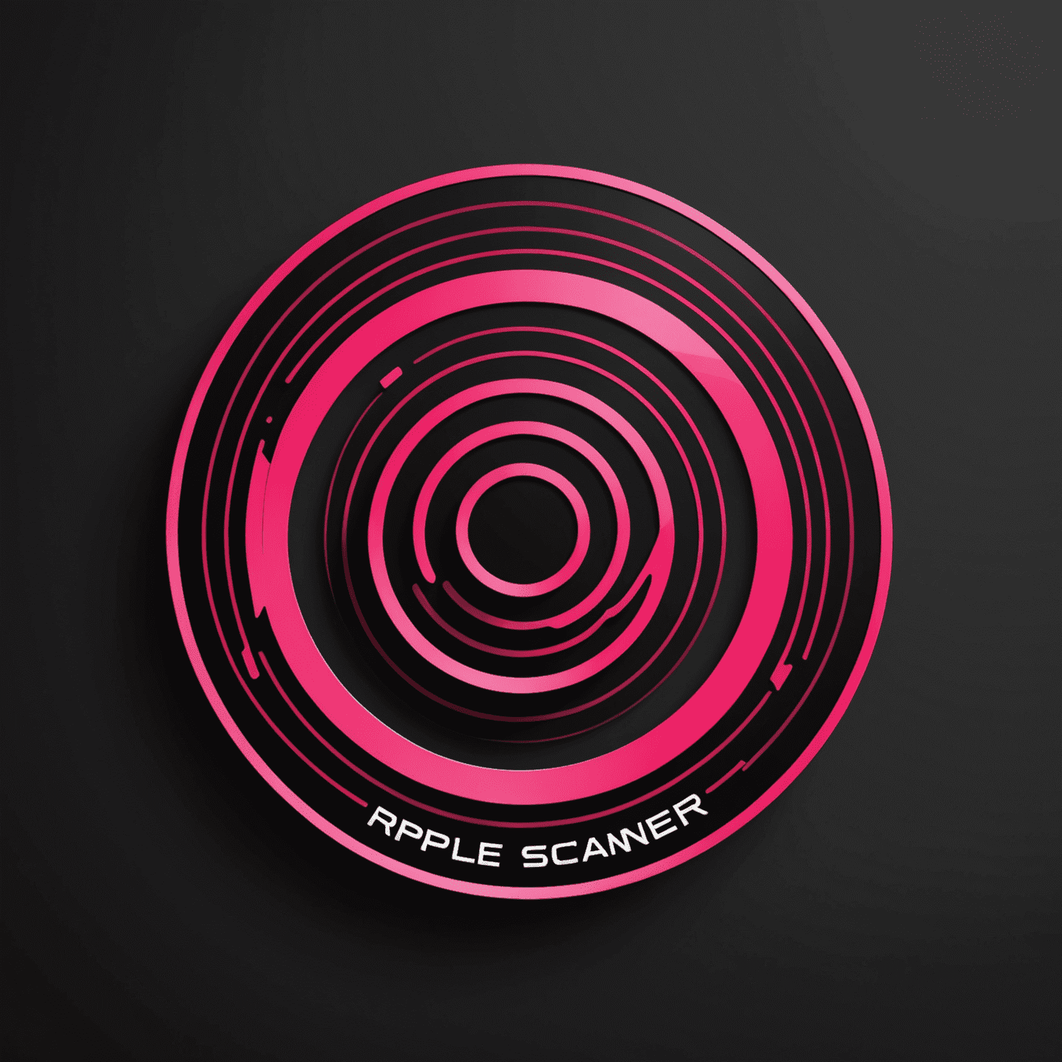 Ripple Scanner Logo - A modern, sleek design incorporating ripple effect and scanner imagery in red, pink, and black colors