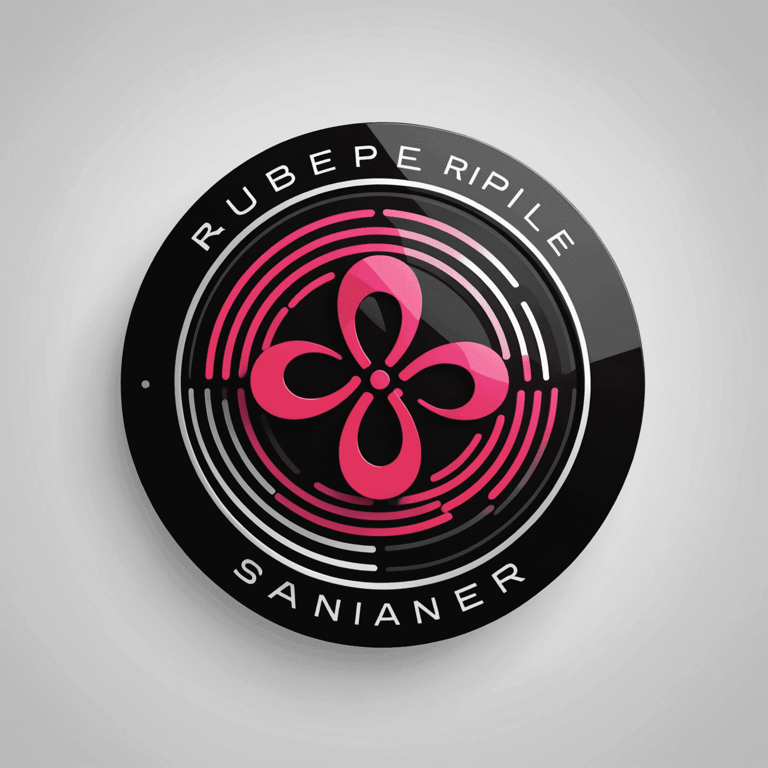 Ripple Scanner Logo - A modern, sleek design incorporating ripple effect and scanner imagery in red, pink, and black colors