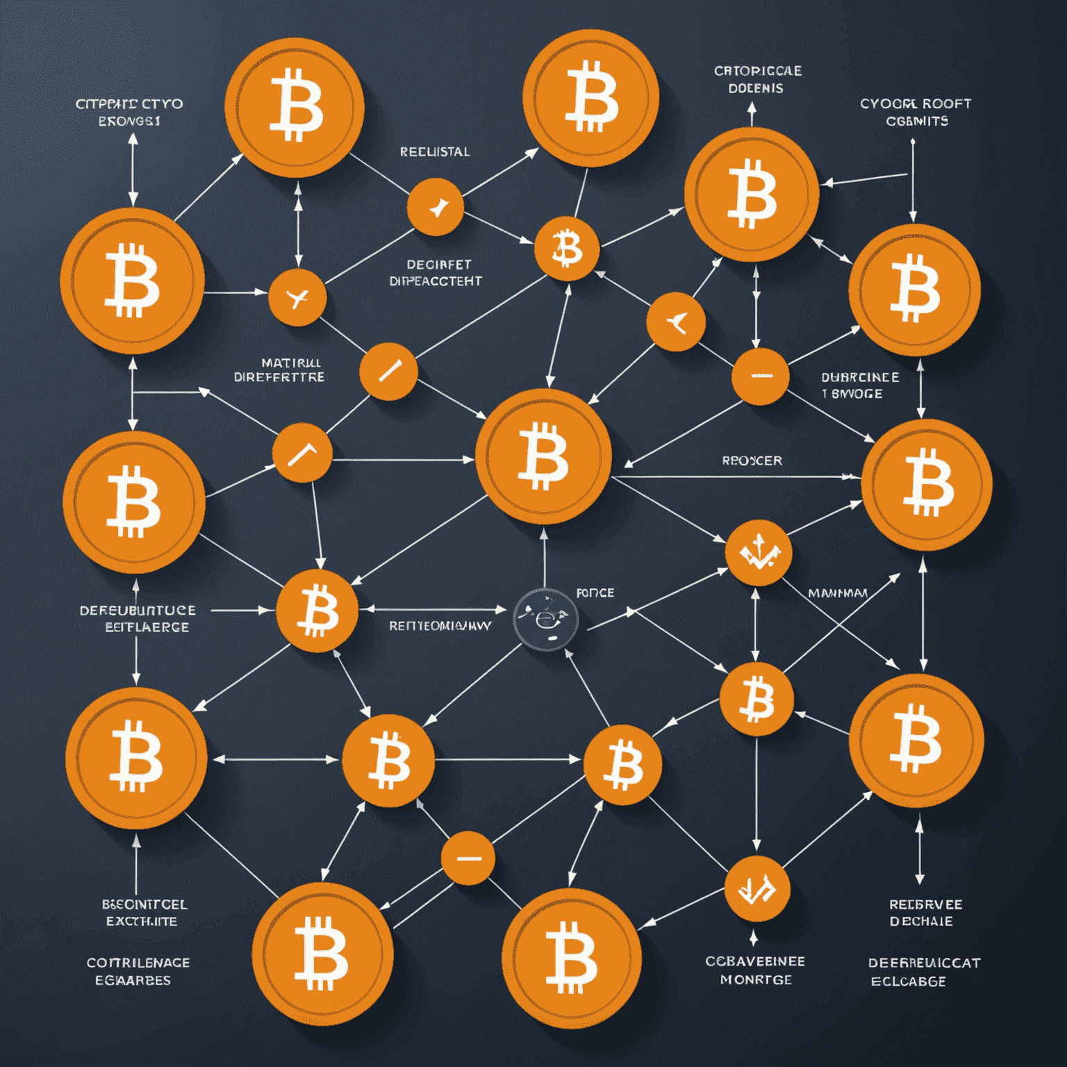 A diagram illustrating crypto arbitrage opportunities across multiple exchanges, with arrows showing price differentials and potential profit margins